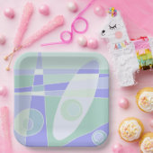 紙プレート抽象芸術サーフィンパステルパープルグリーン ペーパープレート (パーティー)