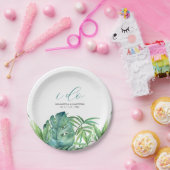 紙プレート植物熱帯緑 ペーパープレート (パーティー)