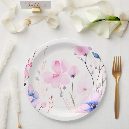 紙プレート結婚フローラ/シャワー ペーパープレート (ウェディング)