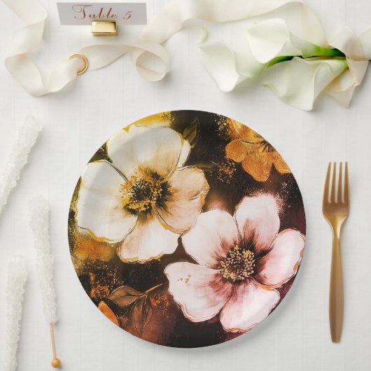 紙プレート結婚フローラ/シャワー ペーパープレート (ウェディング)