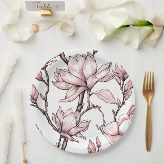 紙プレート結婚フローラ/シャワー ペーパープレート (ウェディング)