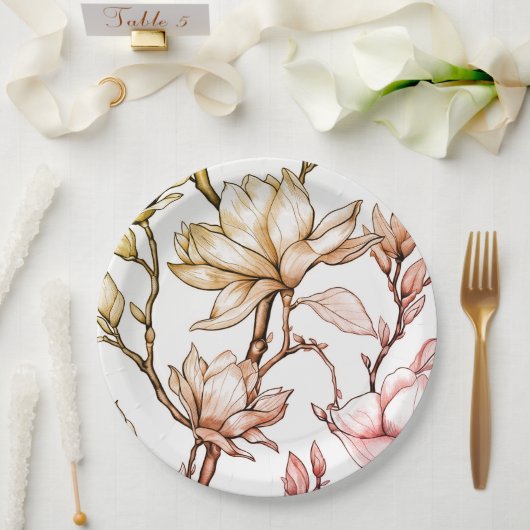 紙プレート結婚フローラ/シャワー ペーパープレート (ウェディング)