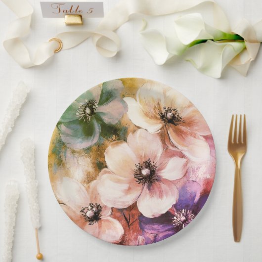 紙プレート結婚フローラ/シャワー ペーパープレート (ウェディング)