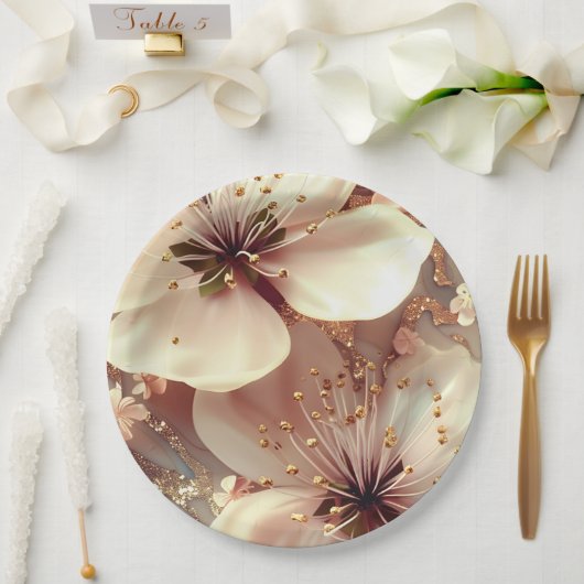紙プレート結婚フローラ/シャワー ペーパープレート (ウェディング)