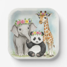 紙プレート花冠つき動物付き