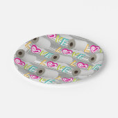 紙プレート赤いハートトイレ紙ラブ ペーパープレート (アングル)