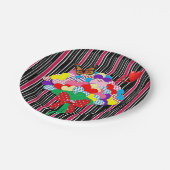 紙プレート赤いハートラブビクトリアンストライプ ペーパープレート (アングル)