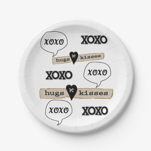 紙プレート赤いハートラブXoxo ペーパープレート (正面)