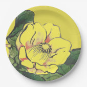 紙プレート黄日本の花 ペーパープレート (正面)