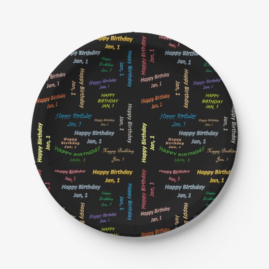 紙プレート1月1日誕生日 ペーパープレート (正面)