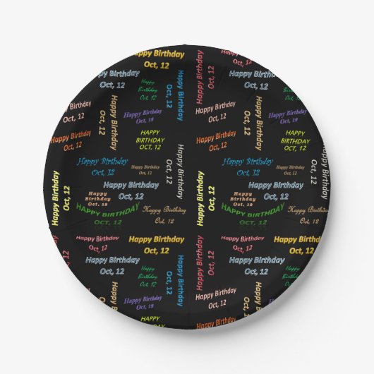 紙プレート10月12誕生日 ペーパープレート (正面)