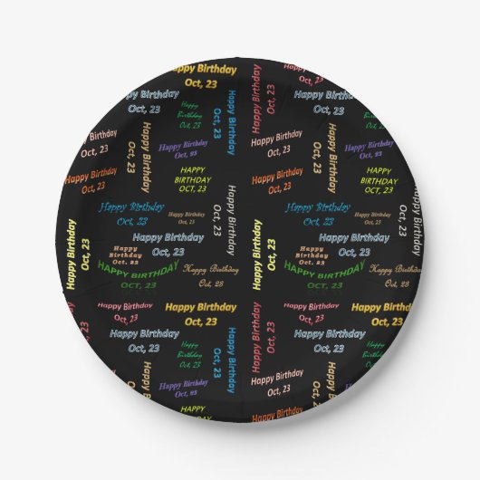 紙プレート10月23日誕生日 ペーパープレート (正面)