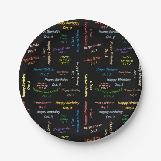 紙プレート10月3誕生日 ペーパープレート (正面)