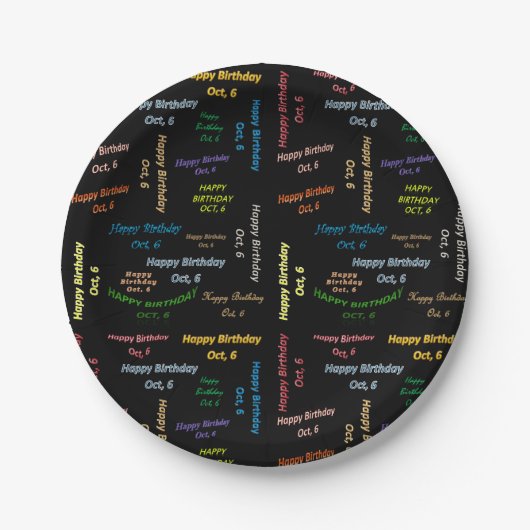紙プレート10月6誕生日 ペーパープレート (正面)