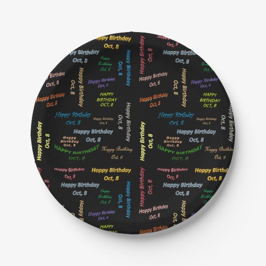 紙プレート10月8誕生日 ペーパープレート (正面)