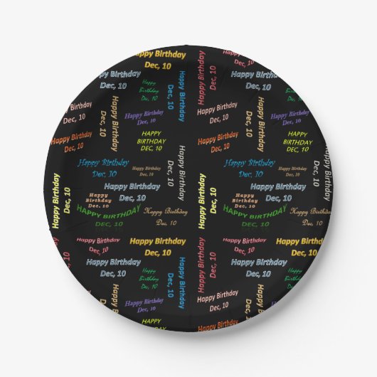 紙プレート12月10誕生日 ペーパープレート (正面)