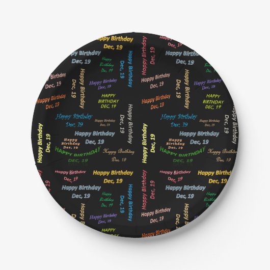 紙プレート12月19誕生日 ペーパープレート (正面)