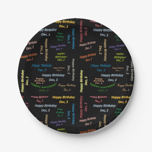 紙プレート12月2誕生日 ペーパープレート (正面)