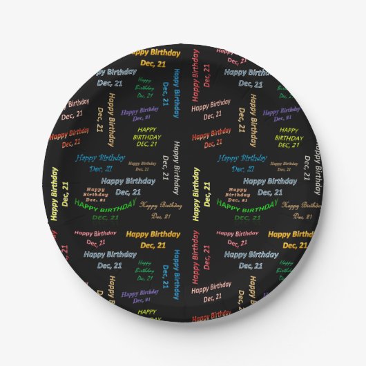 紙プレート12月21誕生日 ペーパープレート (正面)