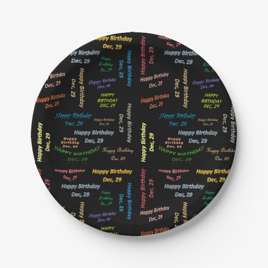 紙プレート12月29誕生日 ペーパープレート (正面)