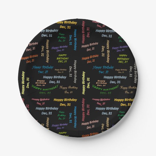 紙プレート12月31誕生日 ペーパープレート (正面)
