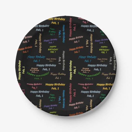 紙プレート2月1日誕生日 ペーパープレート (正面)