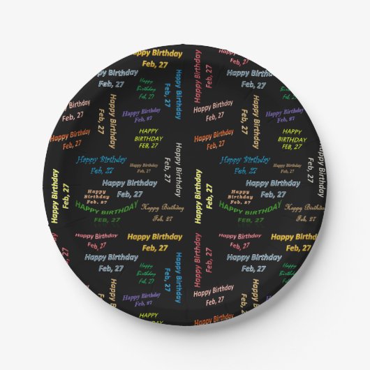 紙プレート2月27日誕生日 ペーパープレート (正面)