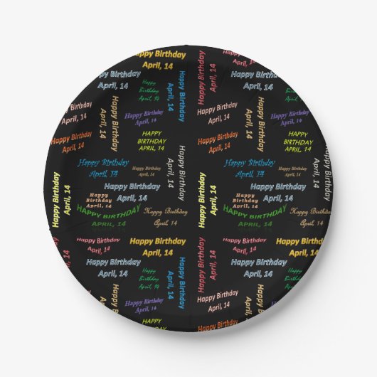 紙プレート4月14誕生日 ペーパープレート (正面)