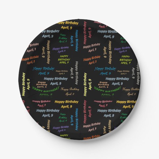 紙プレート4月9日誕生日 ペーパープレート (正面)