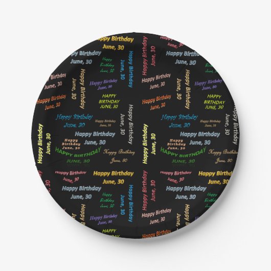 紙プレート6月30誕生日 ペーパープレート (正面)