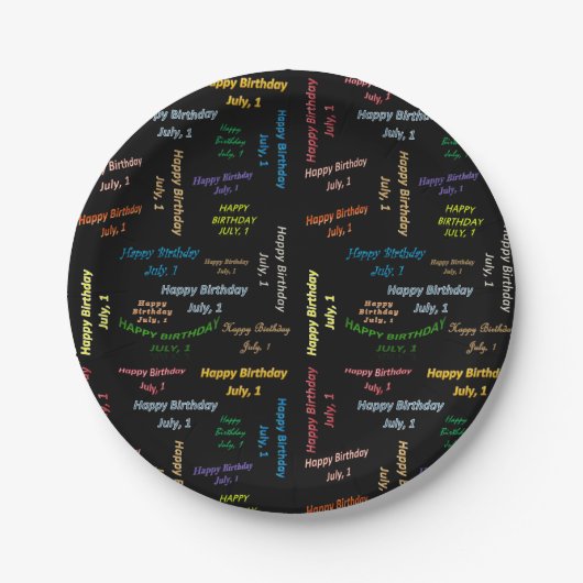 紙プレート7月1日誕生日 ペーパープレート (正面)