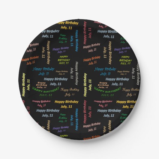 紙プレート7月11日誕生日 ペーパープレート (正面)