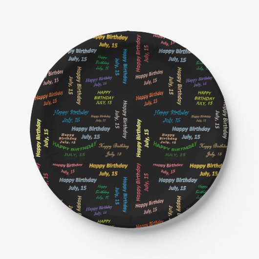 紙プレート7月15日誕生日 ペーパープレート (正面)