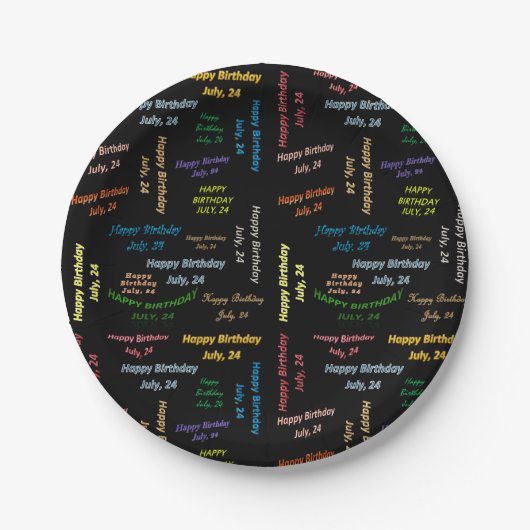 紙プレート7月24日誕生日 ペーパープレート (正面)