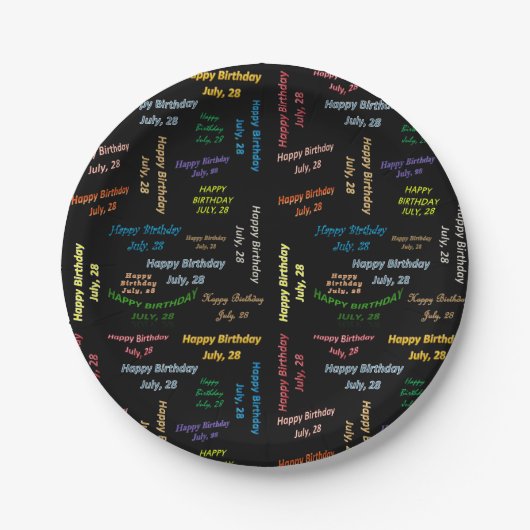 紙プレート7月28日誕生日 ペーパープレート (正面)