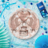 紙プレート9インチセット8バラ金ゴールド誕生日 ペーパープレート (パーティー)