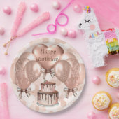 紙プレート9インチセット8バラ金ゴールド誕生日 ペーパープレート (パーティー)