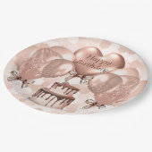 紙プレート9インチセット8バラ金ゴールド誕生日 ペーパープレート (アングル)