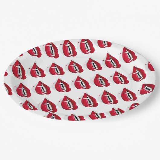 紙プレート9インチ/吸血器の唇 ペーパープレート (アングル)