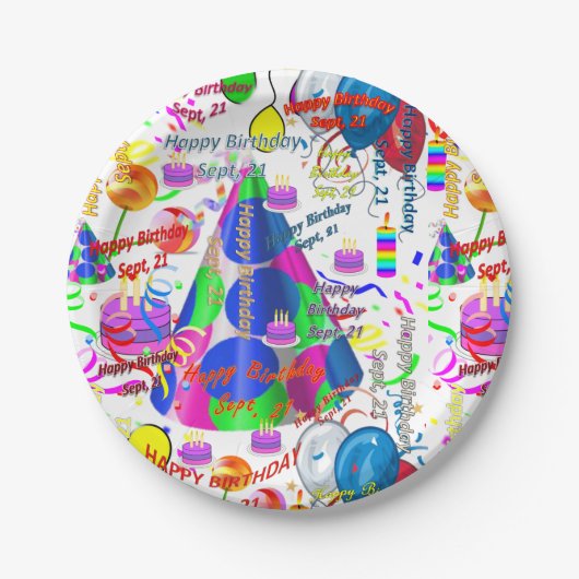 紙プレート9月21誕生日9月 ペーパープレート (正面)