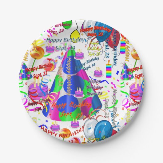 紙プレート9月23誕生日9月 ペーパープレート (正面)