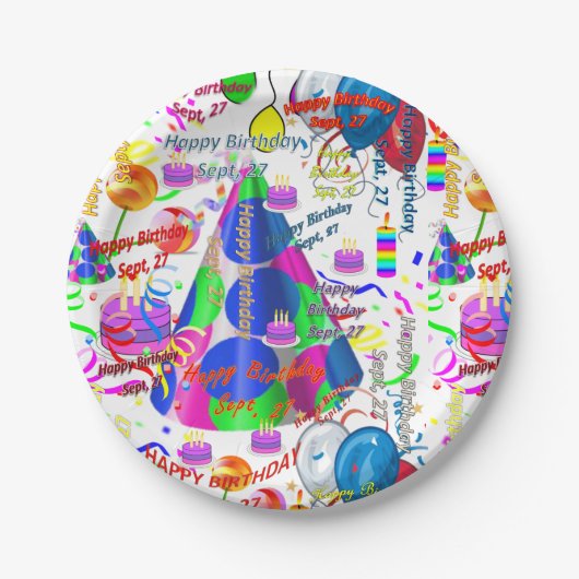 紙プレート9月27誕生日9月 ペーパープレート (正面)