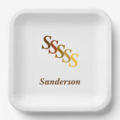 紙プレート-イニシャル名(Yellows and Browns) ペーパープレート (正面)