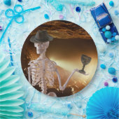 紙プレート、"インディ"ボーンハロウィーンスケルトン ペーパープレート (パーティー)