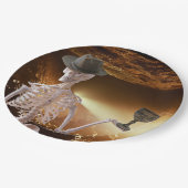 紙プレート、"インディ"ボーンハロウィーンスケルトン ペーパープレート (アングル)