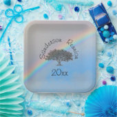 紙プレート – オークの木とイベント名の日付 ペーパープレート (パーティー)