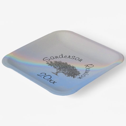 紙プレート – オークの木とイベント名の日付 ペーパープレート (傾斜あり)