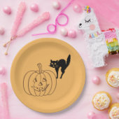 紙プレート – カボチャと黒猫 ペーパープレート (パーティー)