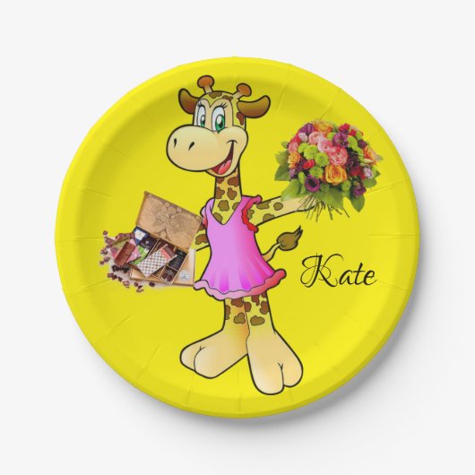 紙プレート、キリンフローラチョコレートイエロー ペーパープレート (正面)