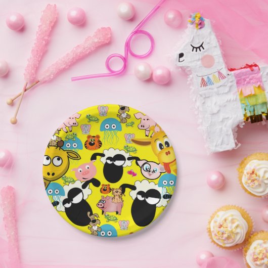 紙プレート、キリン豚ゾウ子猫 ペーパープレート (パーティー)